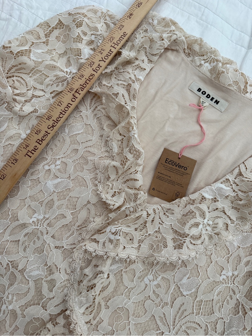 Boden Knit Lace Ruffle Top New with Tags US Size 8 Cream Victorian Romantic - Picture 12 of 13